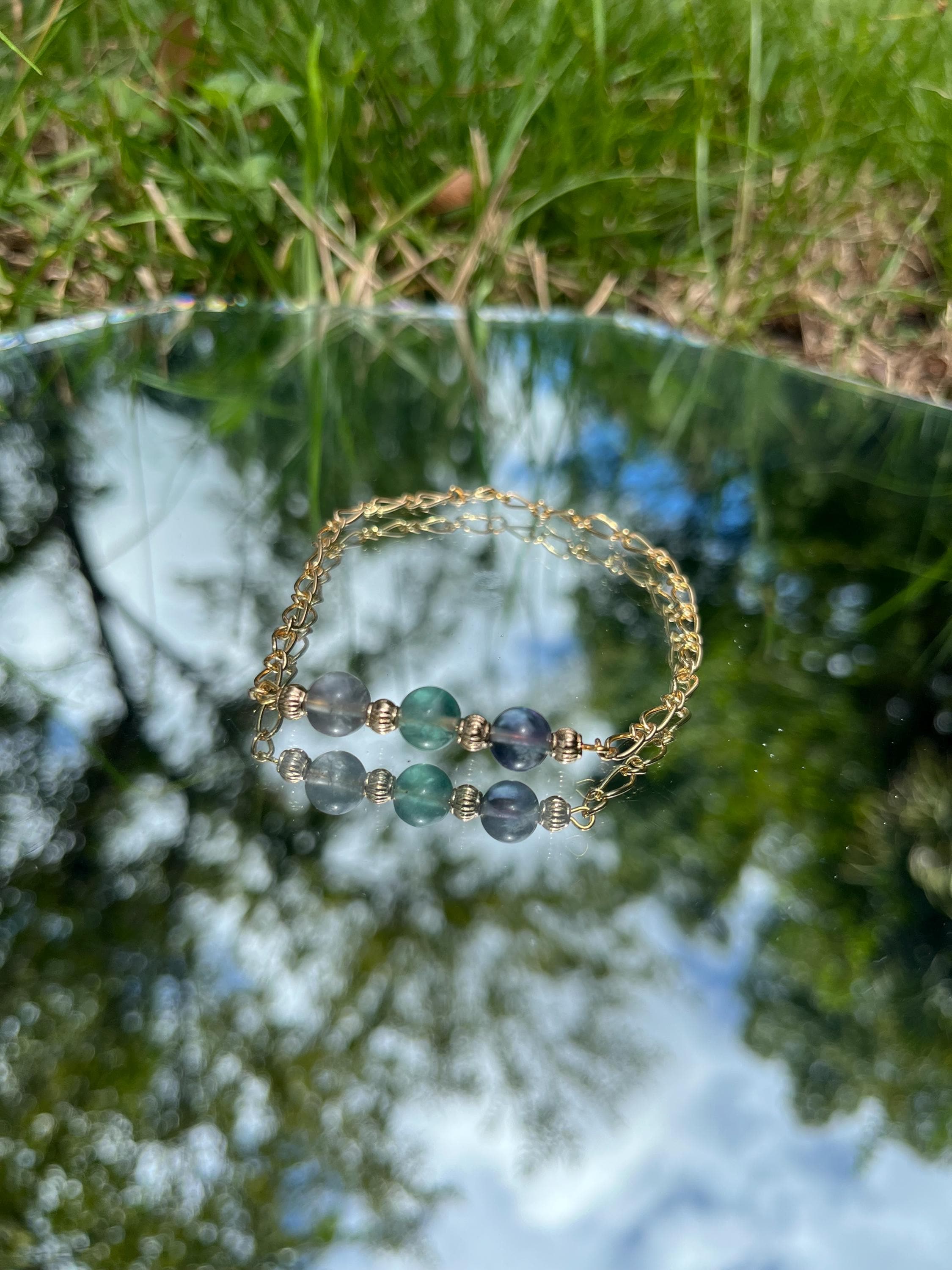 Fluorite Chain Link Bracelet – Clarity, Protection & Energy Healing Crystal Jewelry